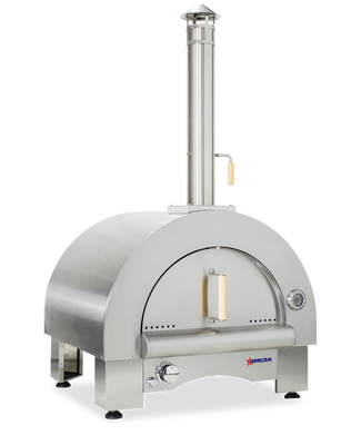 Omcan USA 47875 Stainless Steel Body Wood and Propane Gas Pizza Oven