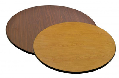 Omcan USA 43168 36" Diameter 1" Thick Round Oak and Walnut Laminate Reversible Table Top