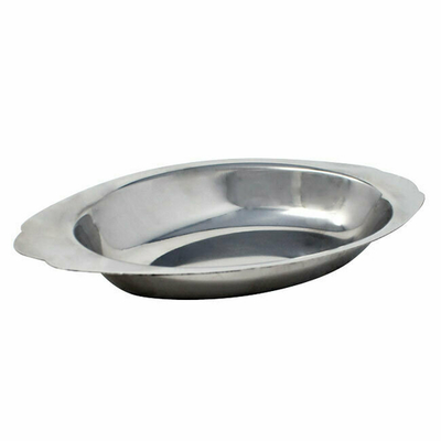 Omcan USA 80797 12 Oz. Stainless Steel Au Gratin Oval Dish