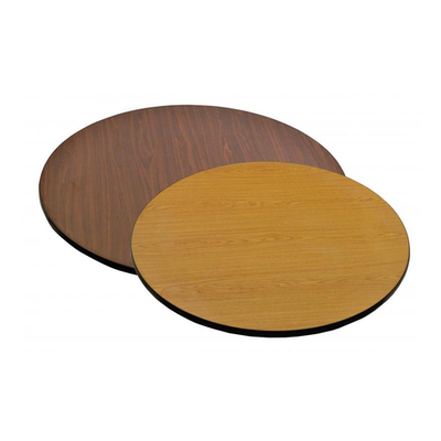 Omcan USA 43166 24" Diameter 1" Thick Round Oak and Walnut Laminate Reversible Table Top