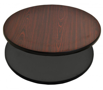 Omcan USA 43178 36" Diameter 1" Thick Round Mahogany and Black Laminate Reversible Table Top