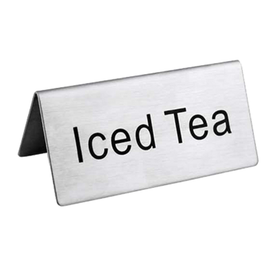 Omcan USA 80141 Stainless Steel "Iced Tea" Beverage Tent Sign