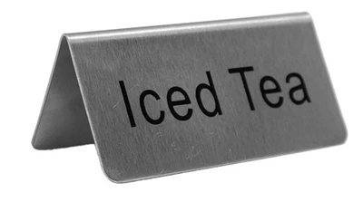 Omcan USA 80141 Stainless Steel "Iced Tea" Beverage Tent Sign
