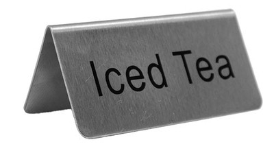 Omcan USA 80141 Stainless Steel "Iced Tea" Beverage Tent Sign