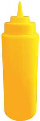 Omcan USA 40468 16 Oz. Mustard Wide Mouth Squeeze Bottle (6 per Set)