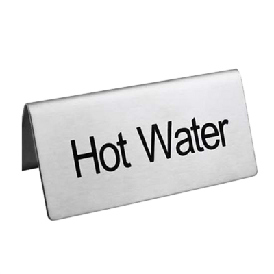 Omcan USA 80140 Stainless Steel "Hot Water" Beverage Tent Sign
