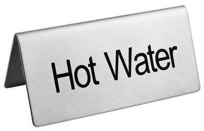 Omcan USA 80140 Stainless Steel "Hot Water" Beverage Tent Sign