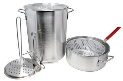 Omcan USA 47172 Dual Handles With Lid Aluminum Construction Steamer Set