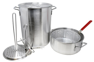 Omcan USA 47172 Dual Handles With Lid Aluminum Construction Steamer Set