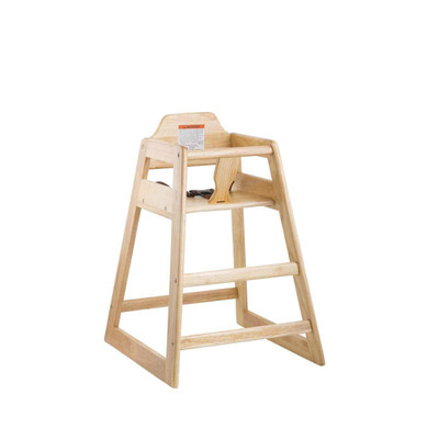 TableCraft Products 6565104 23" W x 20.13" D x 29-1/2" H Stackable Rubberwood Assembled High Chair With Natural Finish