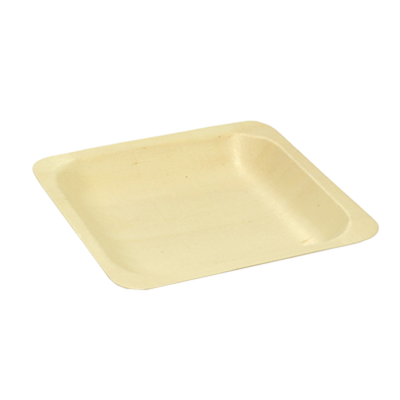 FOH DSP025NAW28 16 Oz. Natural Wood Square Servewise Disposable Plate