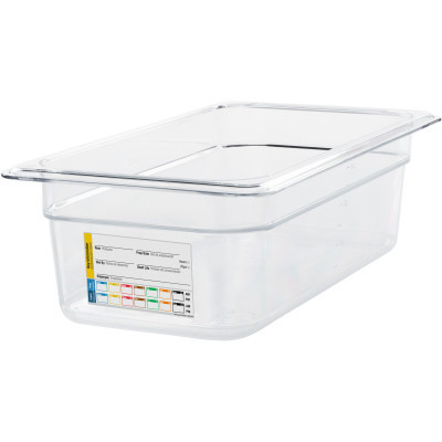Carlisle 30661IMLUC07 4" Deep 1/3 Size Clear StorPlus PermaLabel Polycarbonate Food Pan