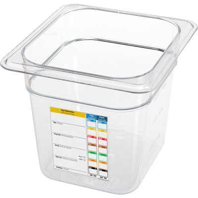 Carlisle 30685IMLUC07 6" Deep 1/6 Size Clear StorPlus PermaLabel Polycarbonate Food Pan