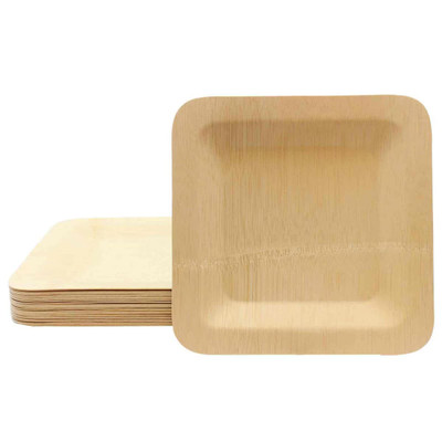 TableCraft Products 123456 5" W x 5" D Square Bamboo Disposable Plate