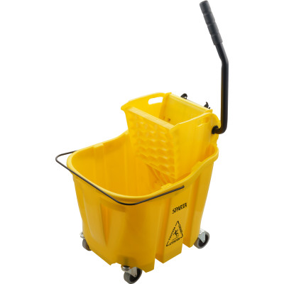 Carlisle 8690404 35 Qt. Yellow Side Press Wringer OmniFit Mop Bucket Combo