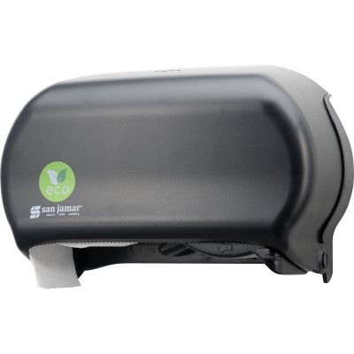 Carlisle R3600REBK 1.5" Core Black San Jamar Classic ecoLogic Versatwin Dual Standard Roll Tissue Dispenser