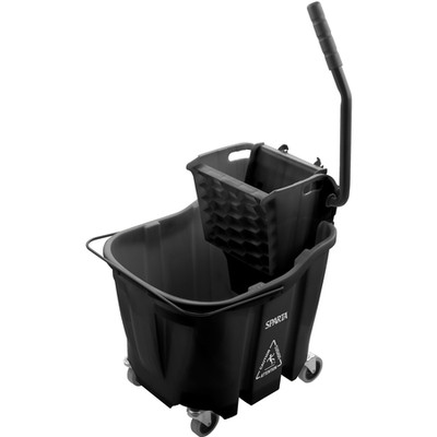 Carlisle 8690403 35 Qt. Black Side Press Wringer OmniFit Mop Bucket Combo