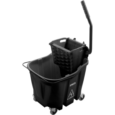 Carlisle 8690403 35 Qt. Black Side Press Wringer OmniFit Mop Bucket Combo