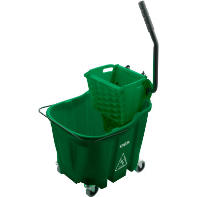 Carlisle 8690409 35 Qt. Green Side Press Wringer OmniFit Mop Bucket Combo