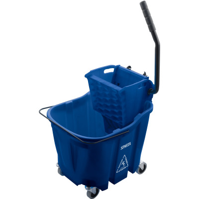 Carlisle 8690414 35 Qt. Blue Side Press Wringer OmniFit Mop Bucket Combo
