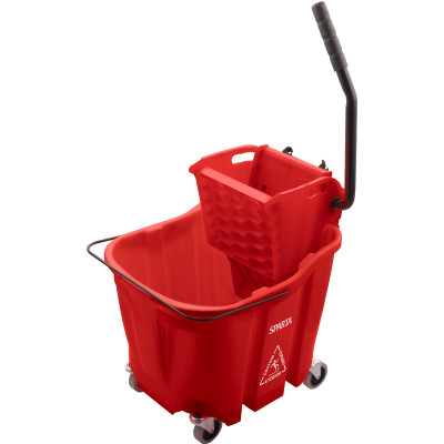 Carlisle 8690405 35 Qt. Red Side Press Wringer OmniFit Mop Bucket Combo