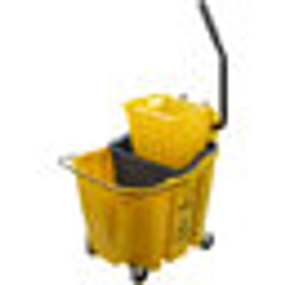 Carlisle 9690404 35 Qt. Yellow Side Press Wringer & Soiled Water Insert OmniFit Mop Bucket Combo