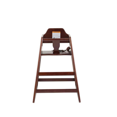 TableCraft Products 6464062 19 3/4" W x 19 3/4" D x 29" H Stackable Rubberwood Unassembled High Chair With Mahogany Finish