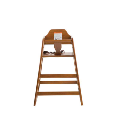 TableCraft Products 6666163 19 3/4" W x 19 3/4" D x 29" H Stackable Rubberwood Assembled High Chair With Walnut Finish