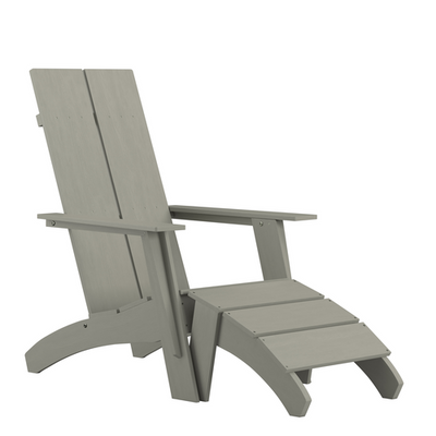 Flash Furniture JJ-C14509-14309-GY-GG 30.5" W x 58" D x 39.5" H Gray Wood Sawyer Modern Adirondack Chair