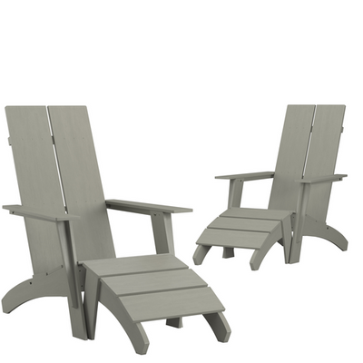 Flash Furniture 2-JJ-C14509-14309-GY-GG 30.5" W x 58" D x 39.5" H Gray Wood Sawyer Modern Adirondack Chair