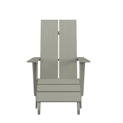 Flash Furniture 2-JJ-C14509-14309-GY-GG 30.5" W x 58" D x 39.5" H Gray Wood Sawyer Modern Adirondack Chair