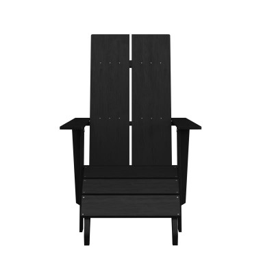 Flash Furniture 2-JJ-C14509-14309-BK-GG 30.5" W x 58" D x 39.5" H Black Wood Sawyer Modern Adirondack Chair