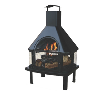 Chef Master WAF1013C 25.5" W Black Finish with Chimney Blue Rhino UniFlame Outdoor Wood Firehouse