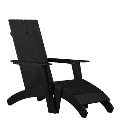 Flash Furniture JJ-C14509-14309-BK-GG 30.5" W x 58" D x 39.5" H Black Wood Sawyer Modern Adirondack Chair