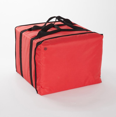 American Metalcraft PBBAG19 19&quot; x 19&quot; x 14&quot; Red With Black Two Handled Strap Deluxe Pizza Delivery Bag