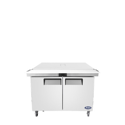 Atosa USA, Inc. MSF8306GR-NTCV 13.4 Cu. Ft.. Stainless Steel Rear Mounted Sandwich and Salad Mega Top Refrigerator - 115 Volts