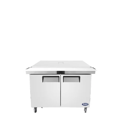 Atosa USA, Inc. MSF8306GR-NTCV 13.4 Cu. Ft.. Stainless Steel Rear Mounted Sandwich and Salad Mega Top Refrigerator - 115 Volts