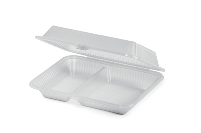 GET EC-15-2-CL 10&quot; W x 8&quot; D x 3&quot; H 2 Compartments Clear Polypropylene GET Food Container (1 Dozen)