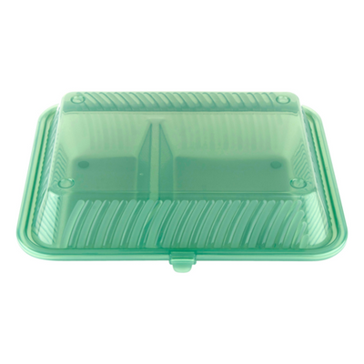 GET EC-15-2-JA 10&quot; W x 8&quot; D x 3&quot; H 2 Compartments Jade Polypropylene GET Food Container (1 Dozen)