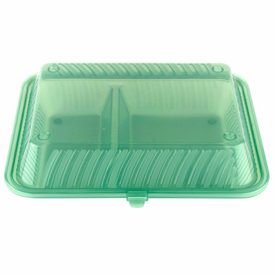 GET EC-15-2-JA 10" W x 8" D x 3" H 2 Compartments Jade Polypropylene GET Food Container (1 Dozen)