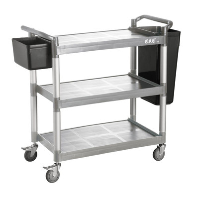 CAC China BTUC-19GY 40.13" W x 19.75" D x 37.75" H 3 Shelves Gray Polypropylene Utility Cart (1 Set)