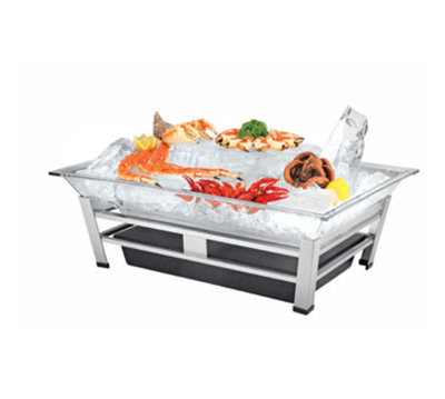 Cal-Mil IP1020-39 27" W x 19" D x 10" H Rectangular Powder Coated Platinum Ice Display/Pedestal