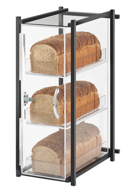 Cal-Mil 1155-13 9-1/2" W x 14-1/4" D x 19-3/4" H Black Metal Frame 3-Tier Bread Case