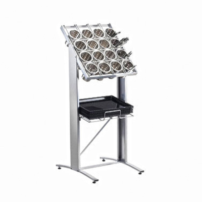 Cal-Mil 2002-74 20-3/4" W x 24" D x 50-1/4" H Silver (16) Cylinders Freestanding Flatware &amp; Tray Display