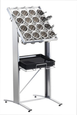 Cal-Mil 2002-74 20-3/4" W x 24" D x 50-1/4" H Silver (16) Cylinders Freestanding Flatware & Tray Display