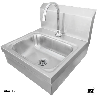 IMC Teddy CSW-1D 14" x 10" x 5" Stainless Steel Wall-Mounted Hand Sink with Deck-Mount Hands-Free Sensor Faucet