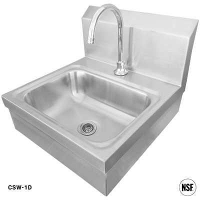 IMC Teddy CSW-1D 14" x 10" x 5" Stainless Steel Wall-Mounted Hand Sink with Deck-Mount Hands-Free Sensor Faucet