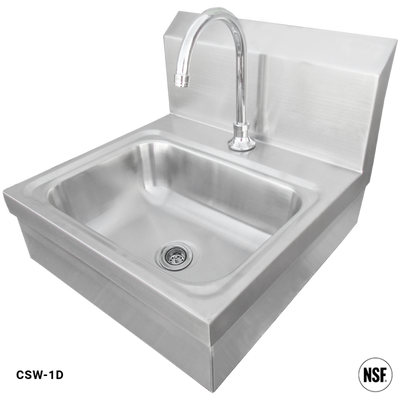IMC Teddy CSW-1D 14" x 10" x 5" Stainless Steel Wall-Mounted Hand Sink with Deck-Mount Hands-Free Sensor Faucet