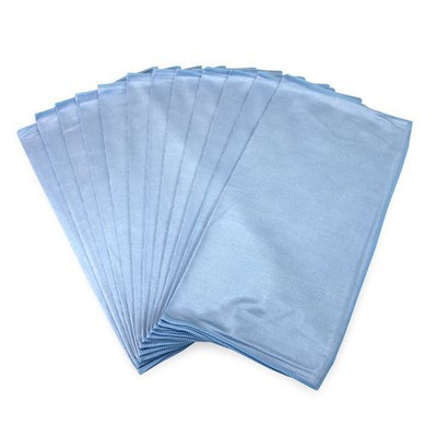 CTC M915160B 10" W x 1" H Blue Rectangle Microfiber Shiny Glass Cloth - Pack/12