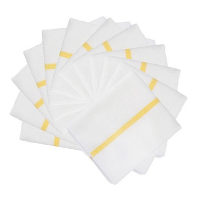 CTC M915180FGD Microfiber White with Gold Stripe Rectangle Ribbed Bar Mops - Pack/12